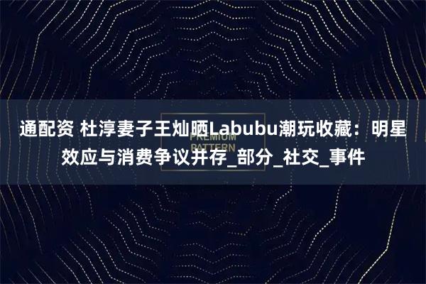 通配资 杜淳妻子王灿晒Labubu潮玩收藏:明星效应与消费争议并存_部分_社交_事件